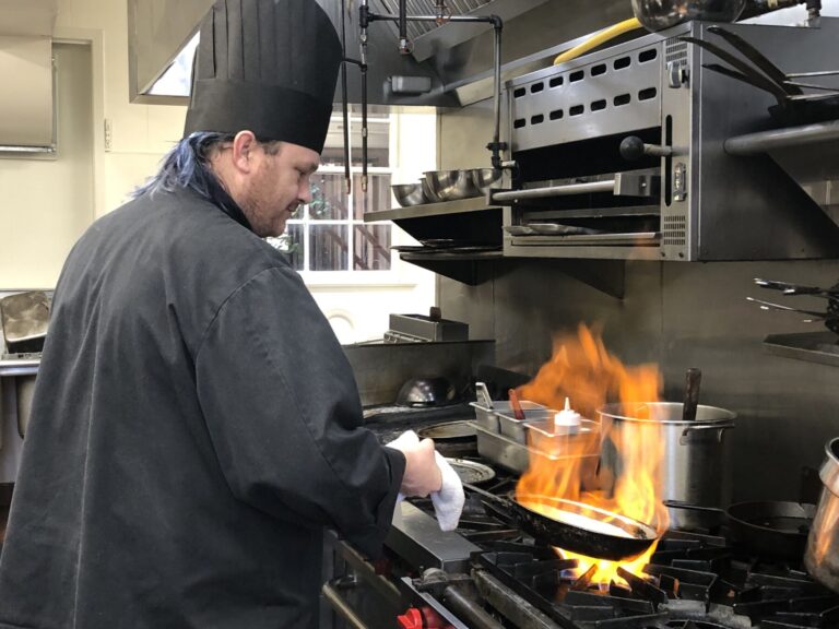 Chef Jimmy in flames!